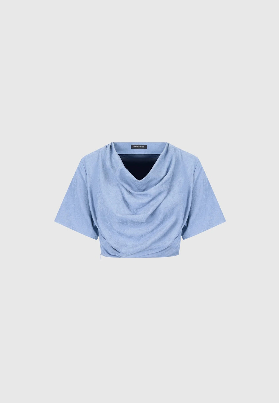 Cowl Neck Drape T-Shirt - Blue