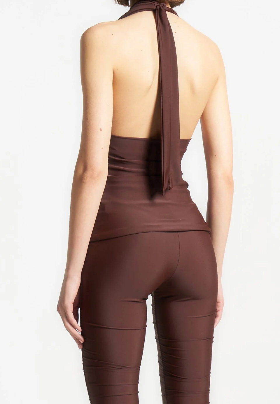 Draped Halterneck Top - Brown