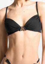 Eiffel Ruched Bikini Top - Black