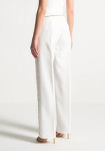 Patricia - Embellished Tailored Trousers - White