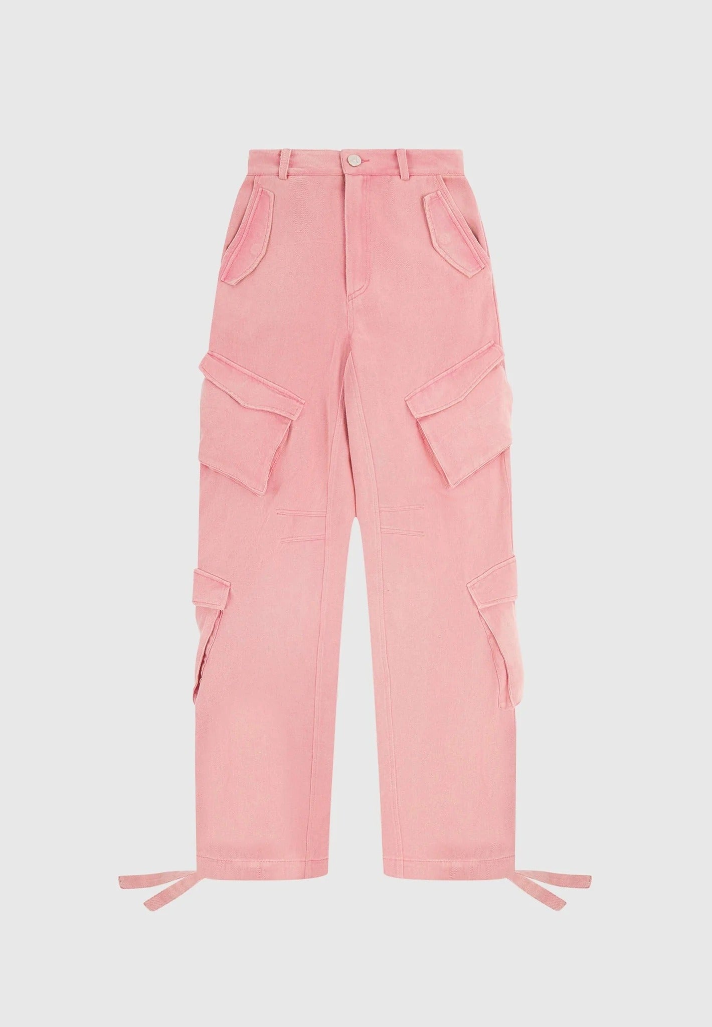 Anne - High Waisted Cargo Pants - Washed Pink
