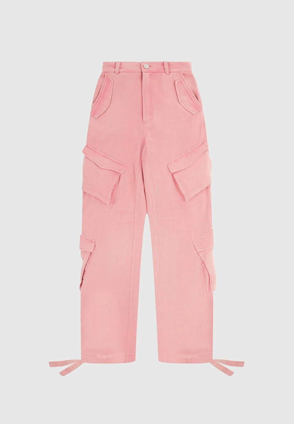 Anne - High Waisted Cargo Pants - Washed Pink