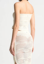 Pearl Applique Crochet Bandeau Top - Cream