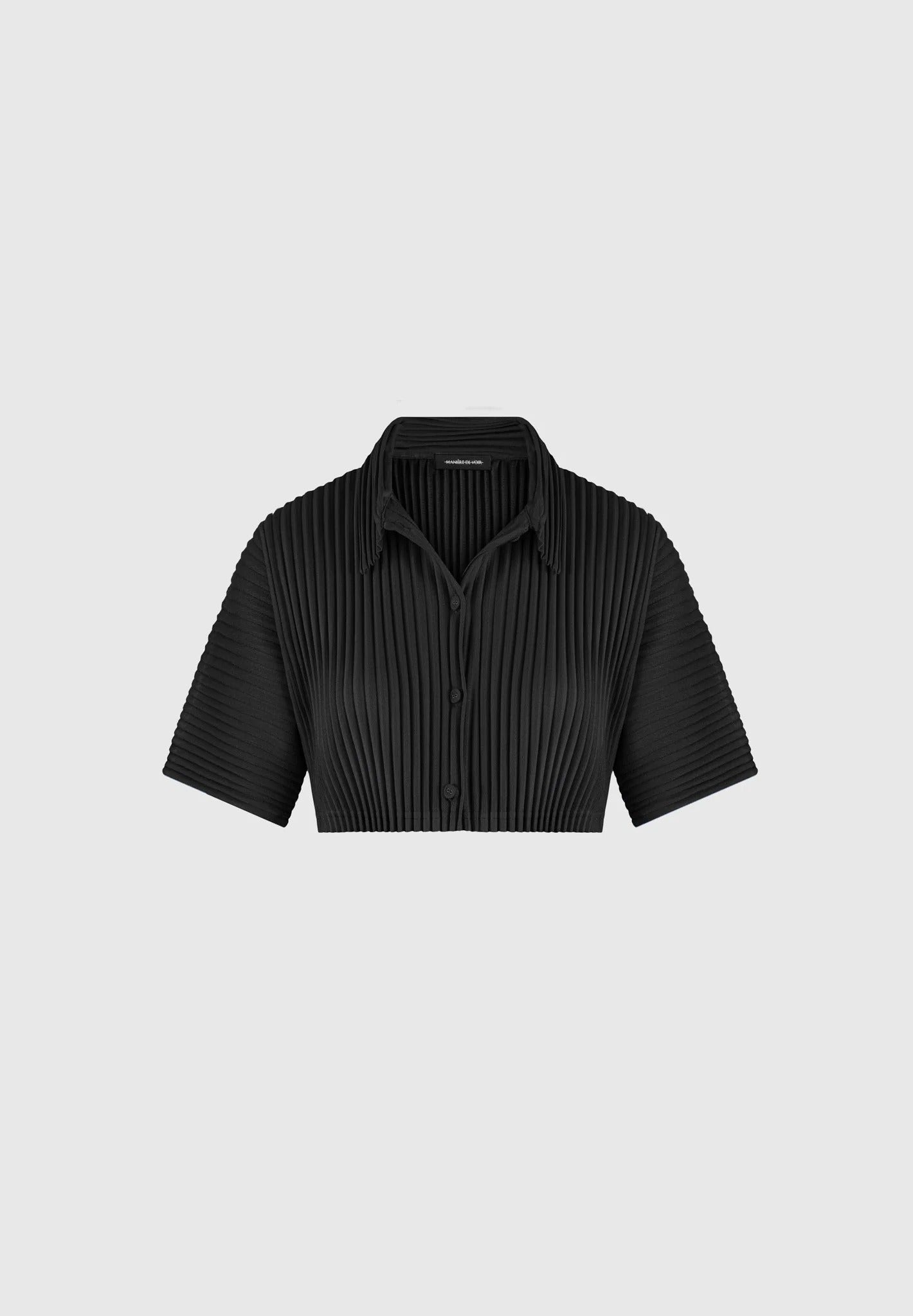 M⁠ona - Pleated Cropped Shirt - Black