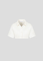 Mona - Pleated Cropped Shirt - Off White