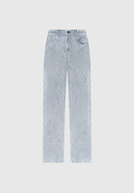 Alma - Rhinestone Eiffel Straight Leg Jeans - Mid Blue