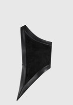 Suede & Leather Asymmetric Backless Top - Black