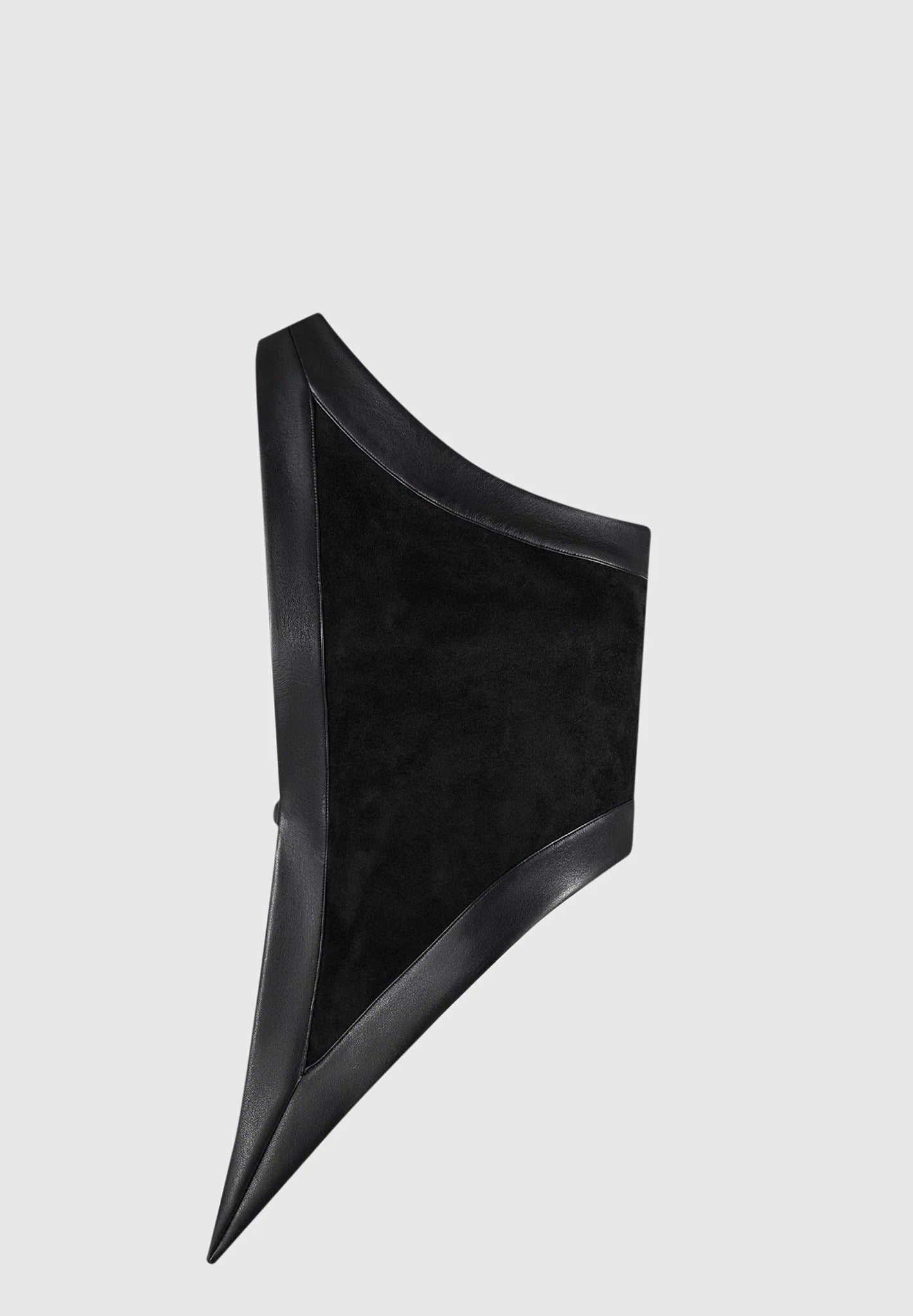 Suede & Leather Asymmetric Backless Top - Black