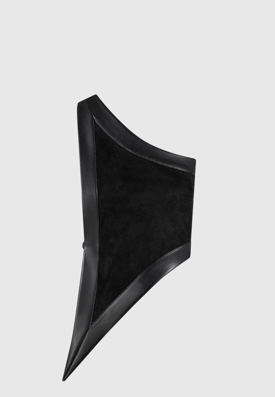 Suede & Leather Asymmetric Backless Top - Black