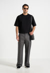 Boris - Relaxed Fit Tailored Button Cuff Trousers - Grey