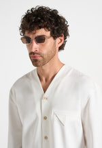 Sacha - Rectangular Frameless Sunglasses - Gold