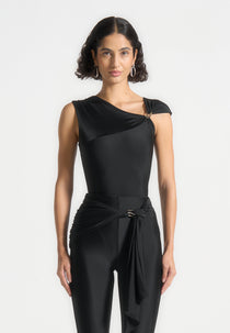 Bodysuit with Hardware Detail - Black