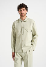 Nils - Hatched Tailored Overshirt - Sage
