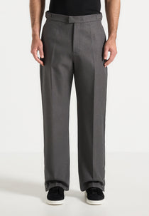 Boris - Relaxed Fit Tailored Button Cuff Trousers - Grey