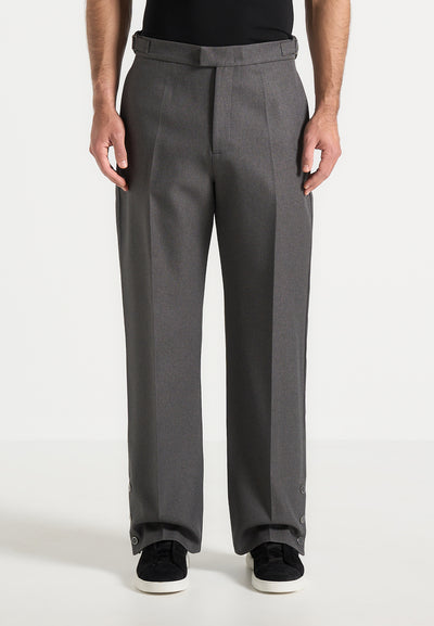 Boris - Relaxed Fit Tailored Button Cuff Trousers - Grey