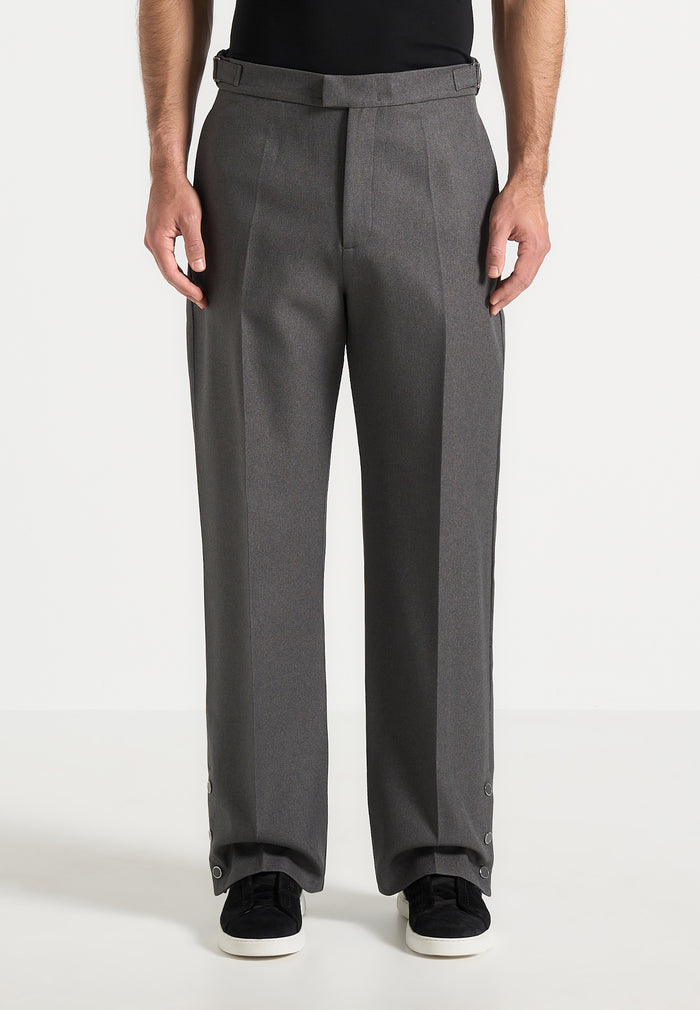 Boris - Relaxed Fit Tailored Button Cuff Trousers - Grey