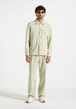 Nils - Hatched Tailored Overshirt - Sage