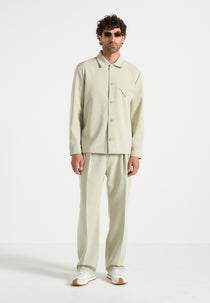 L⁠eo - Hatched Tailored Overshirt - Sage