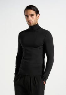 TS006 - Long Sleeve Roll Neck Top - Black