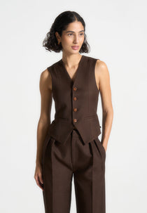 Christine - Tailored Cinch Waistcoat - Brown