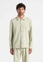 Nils - Hatched Tailored Overshirt - Sage