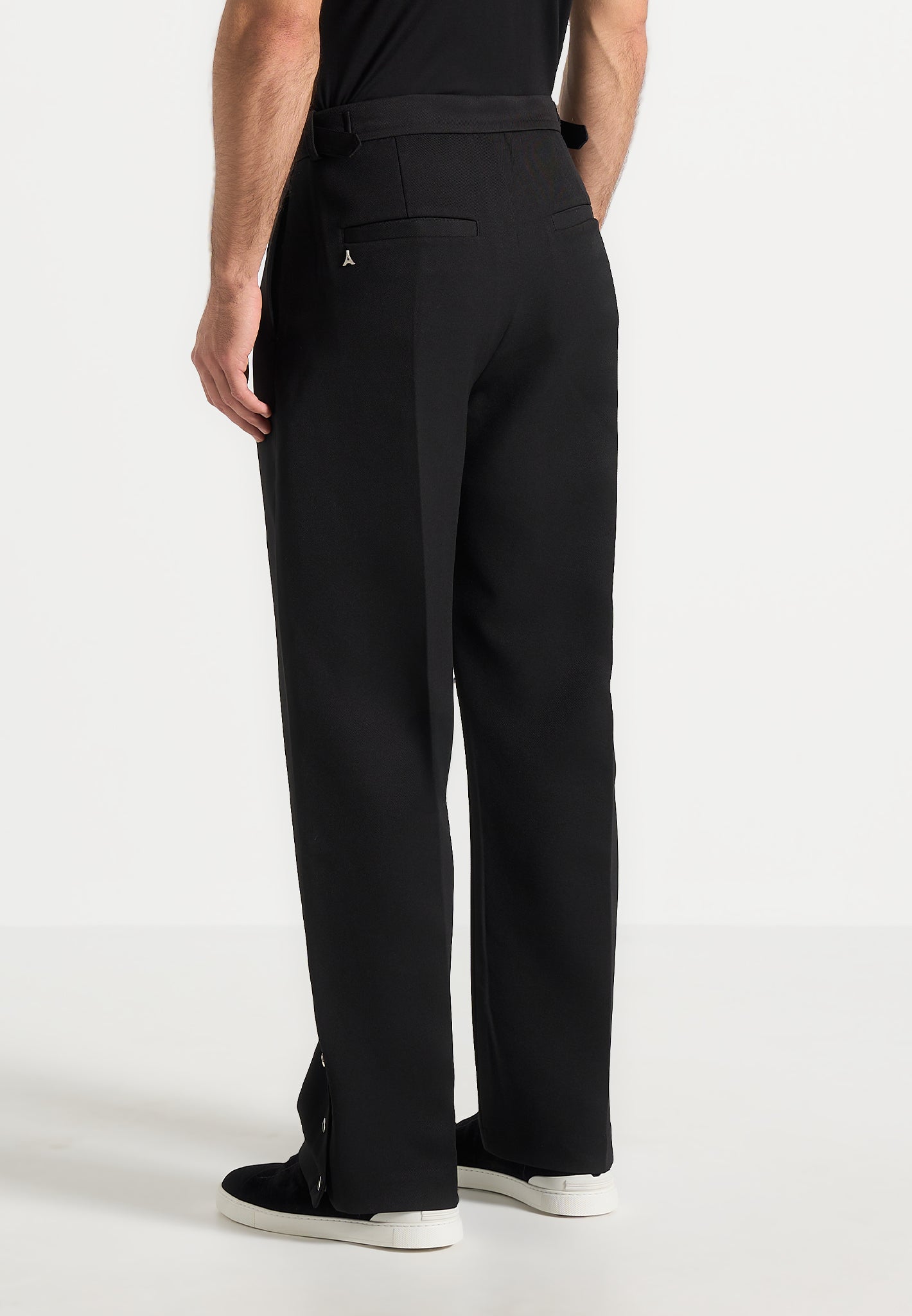 Boris Relaxed Fit Tailored Button Cuff Trousers Black