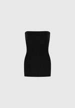 Rib Knit Longline Bandeau Top - Black