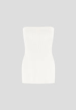 Rib Knit Longline Bandeau Top - Off White