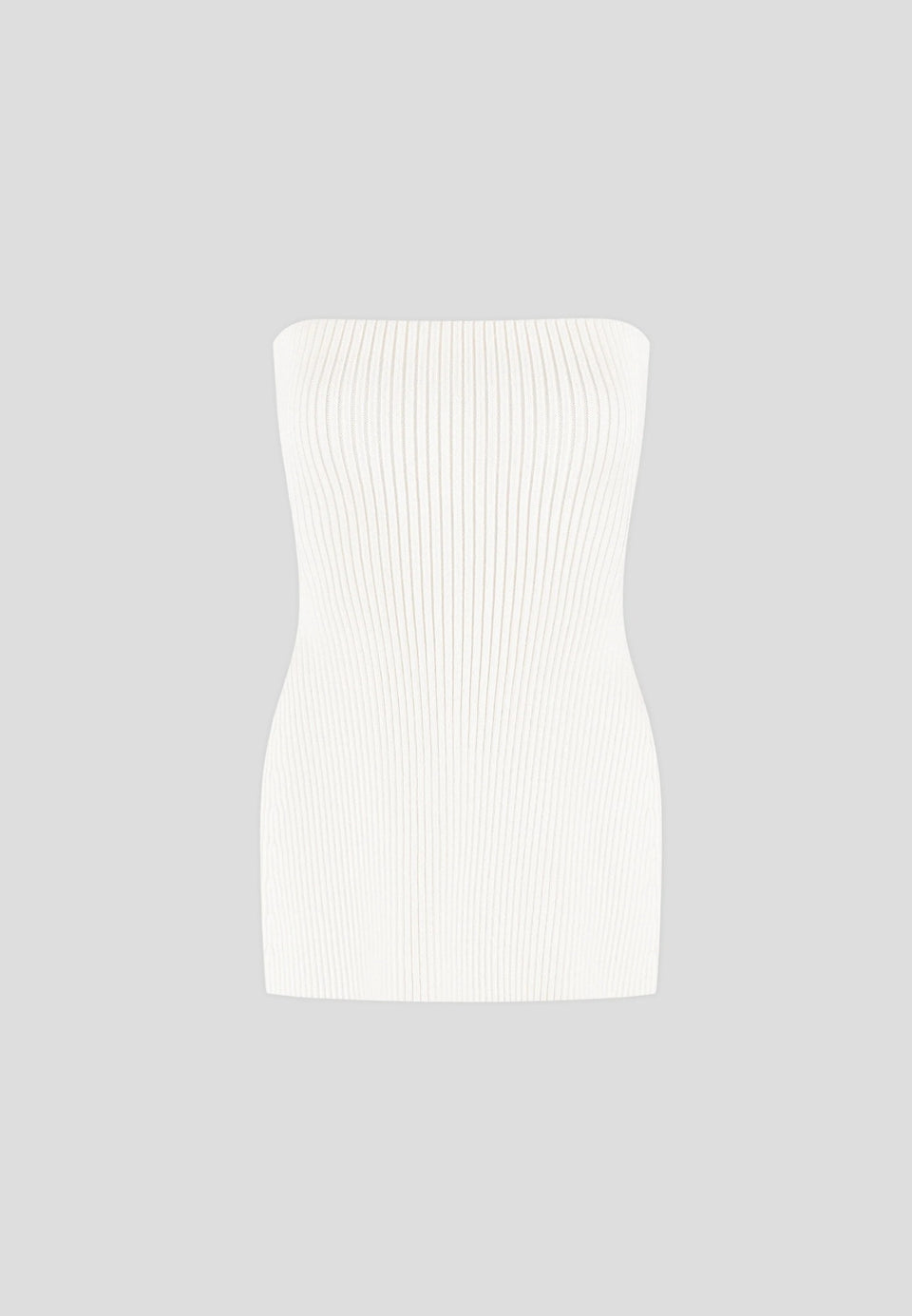 Rib Knit Longline Bandeau Top - Off White