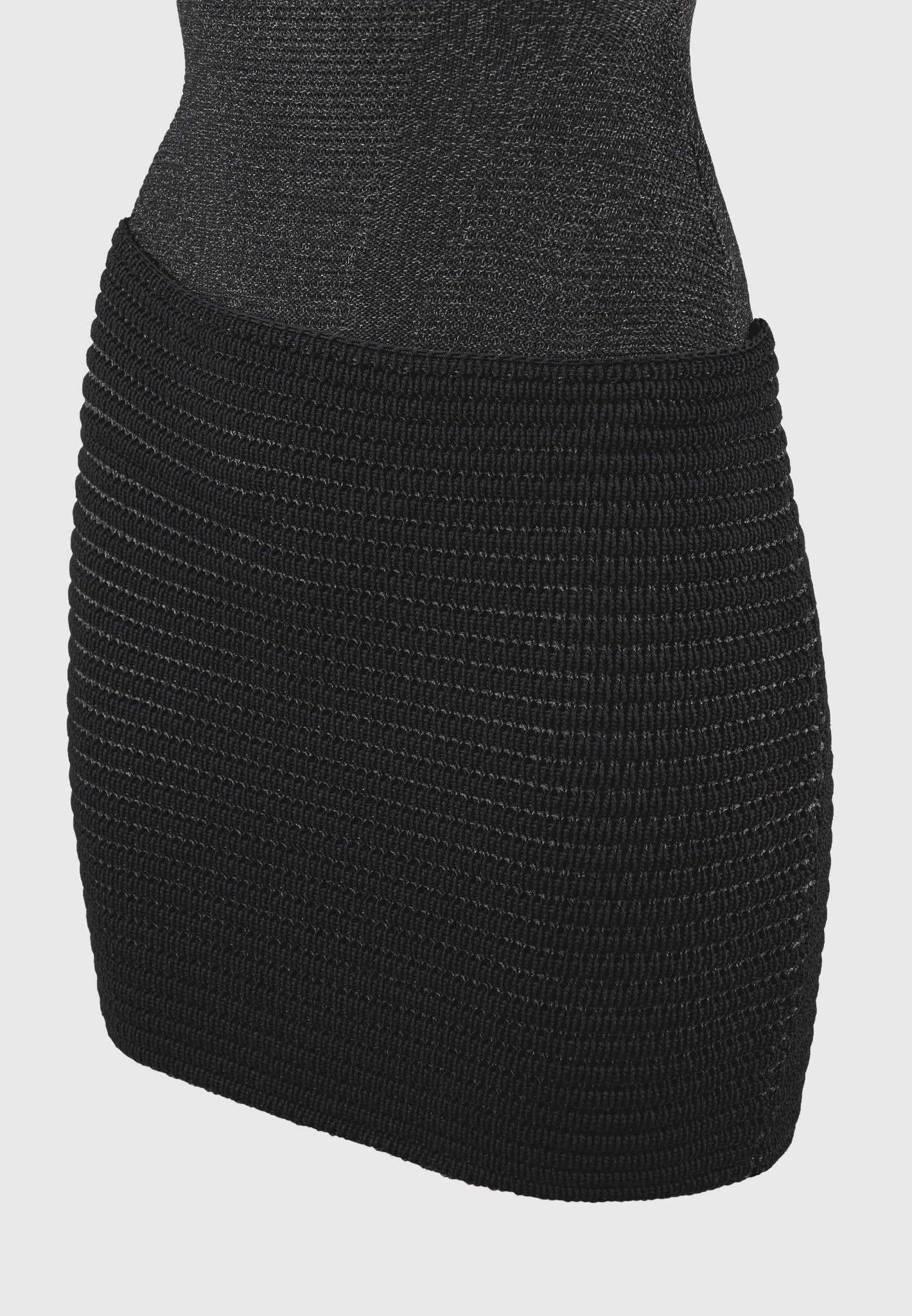 Asymmetric Knit Mini Dress - Black Marl