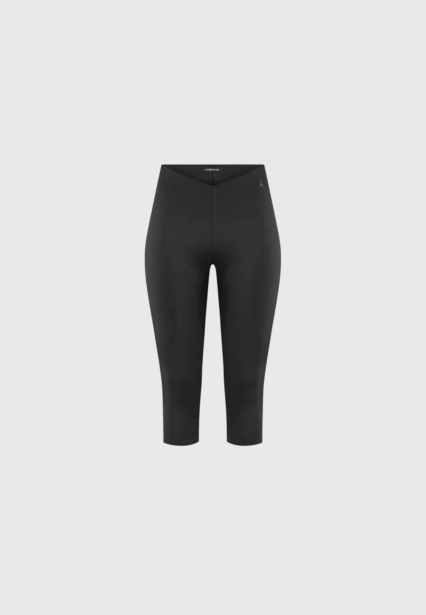 Angled Waist Capri Leggings - Black