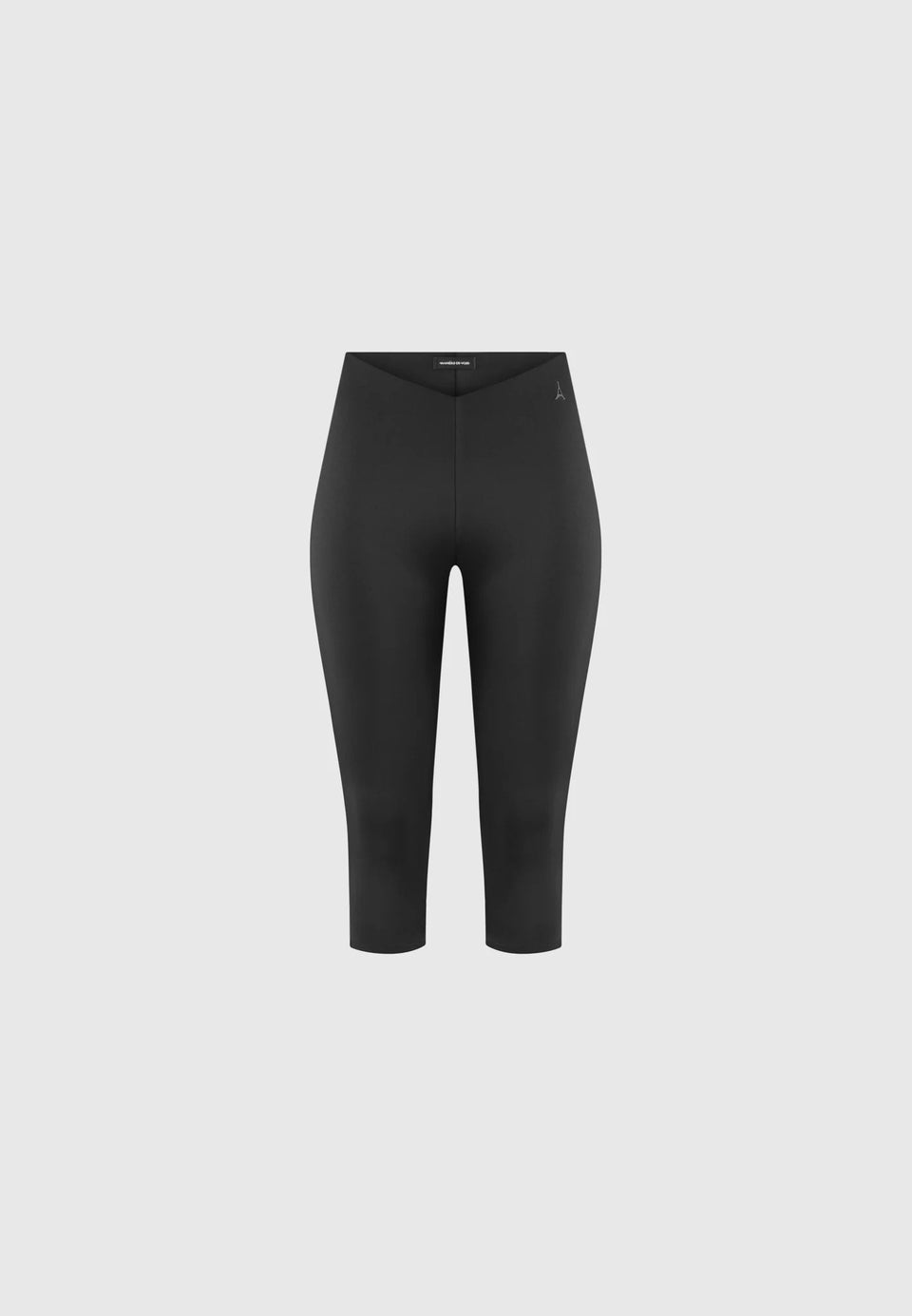 Angled Waist Capri Leggings - Black