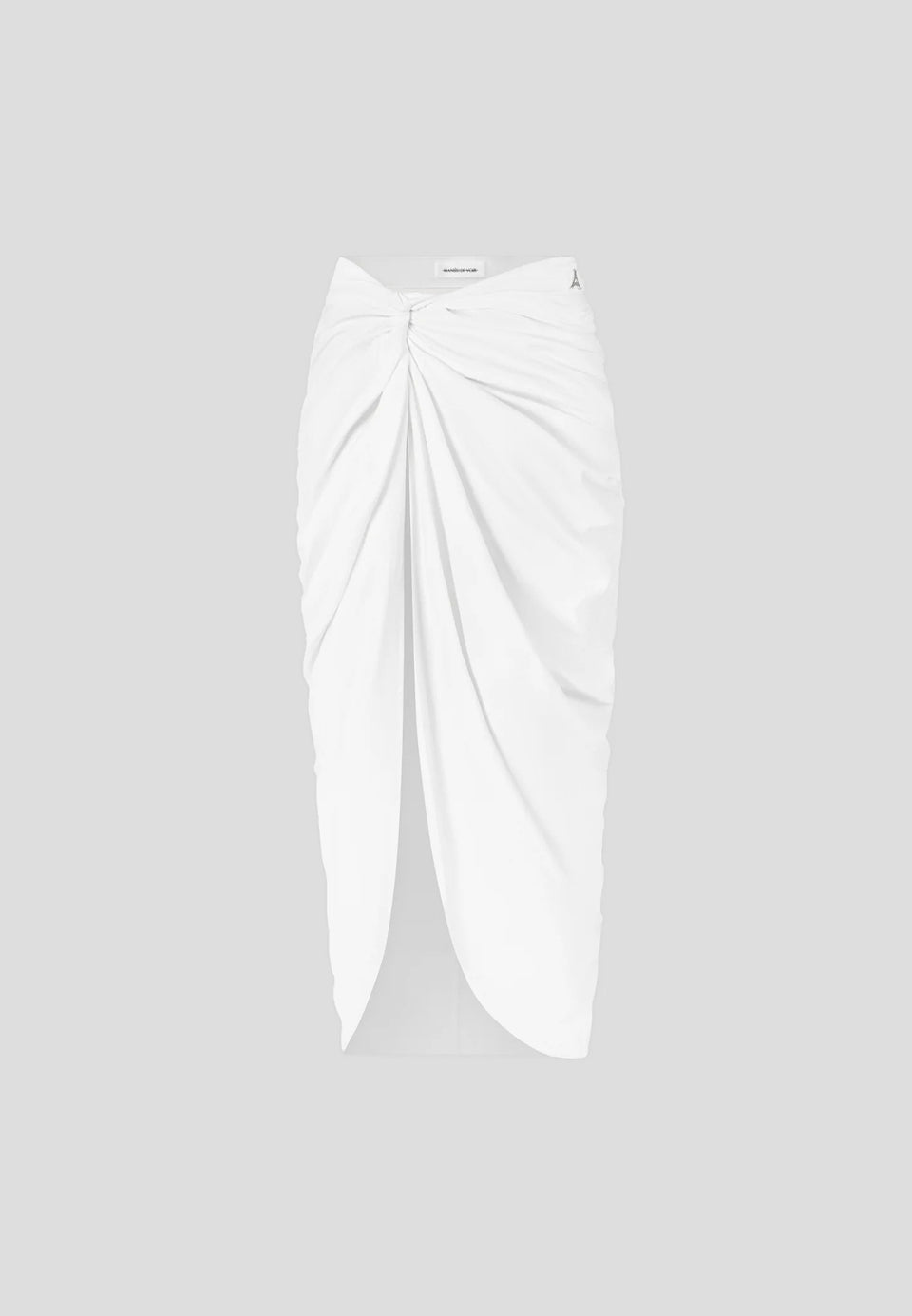 Asymmetric Drape Midaxi Skirt - White