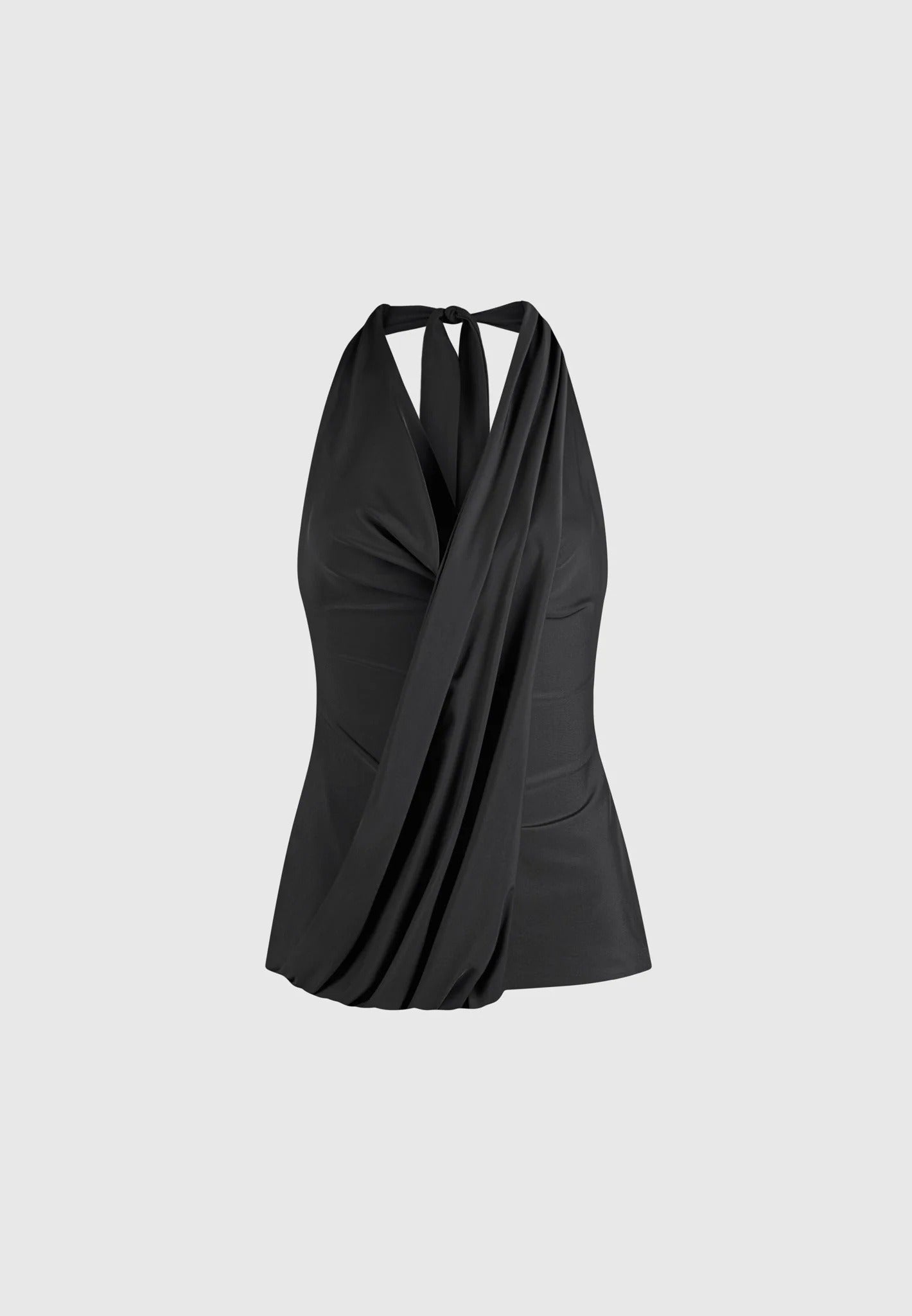 Draped Halterneck Top - Black