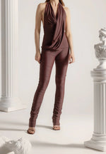 Draped Halterneck Top - Brown
