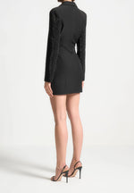 Rhinestone Corset Blazer Dress - Black