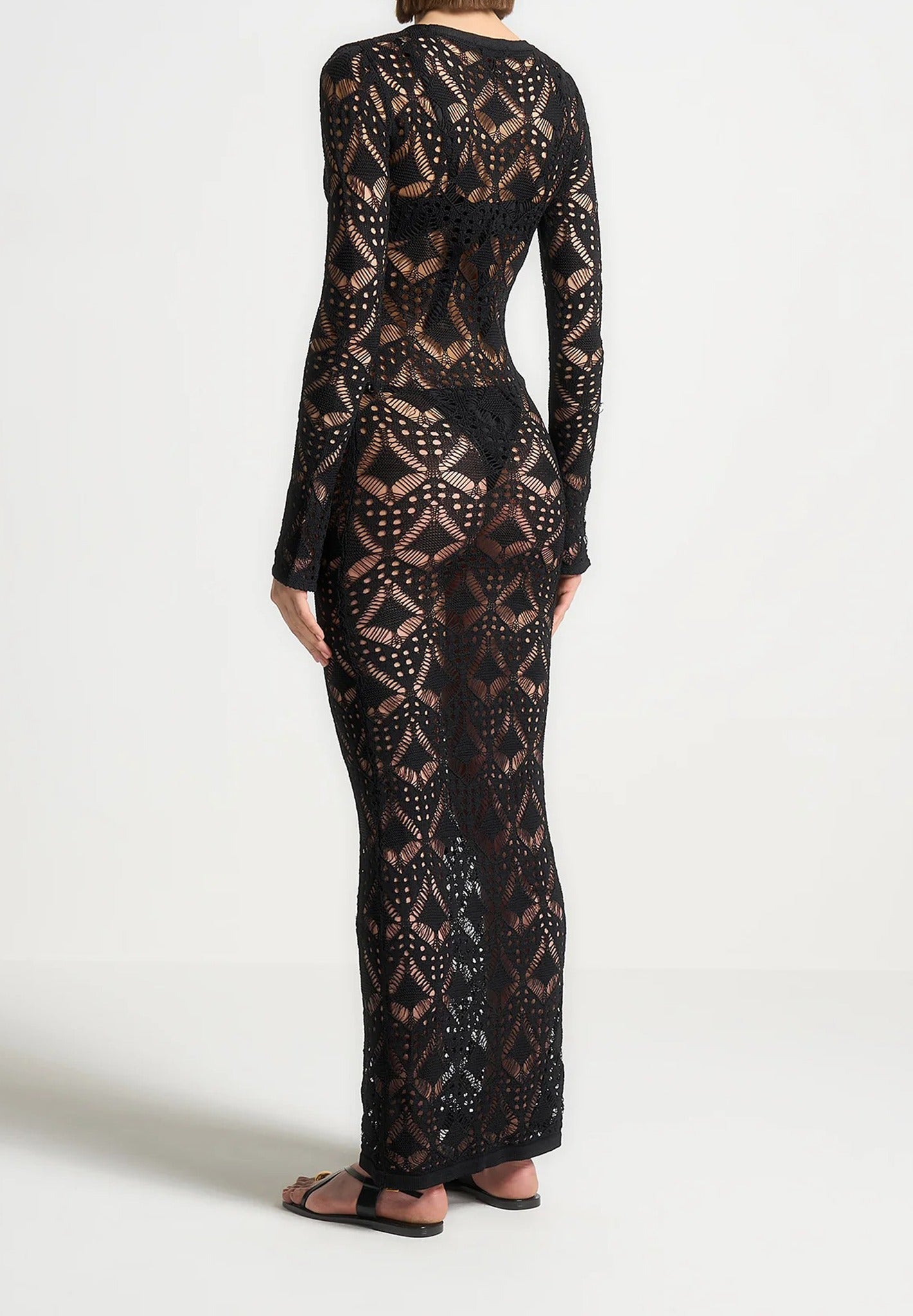 Knit Longline Cover Up Cardigan - Black