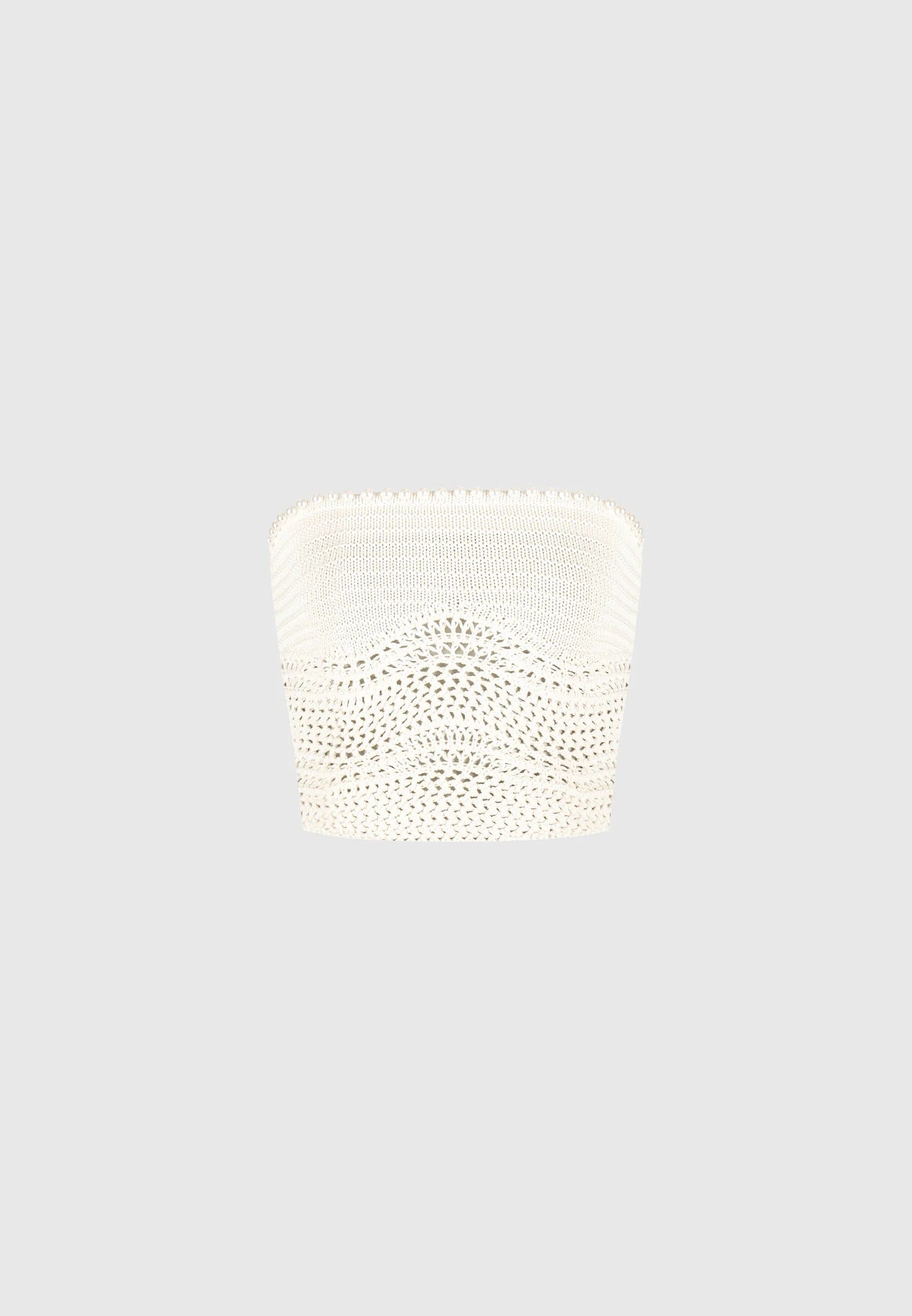 Pearl Applique Crochet Bandeau Top - Cream