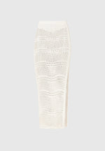 Pearl Applique Crochet Maxi Skirt - Cream