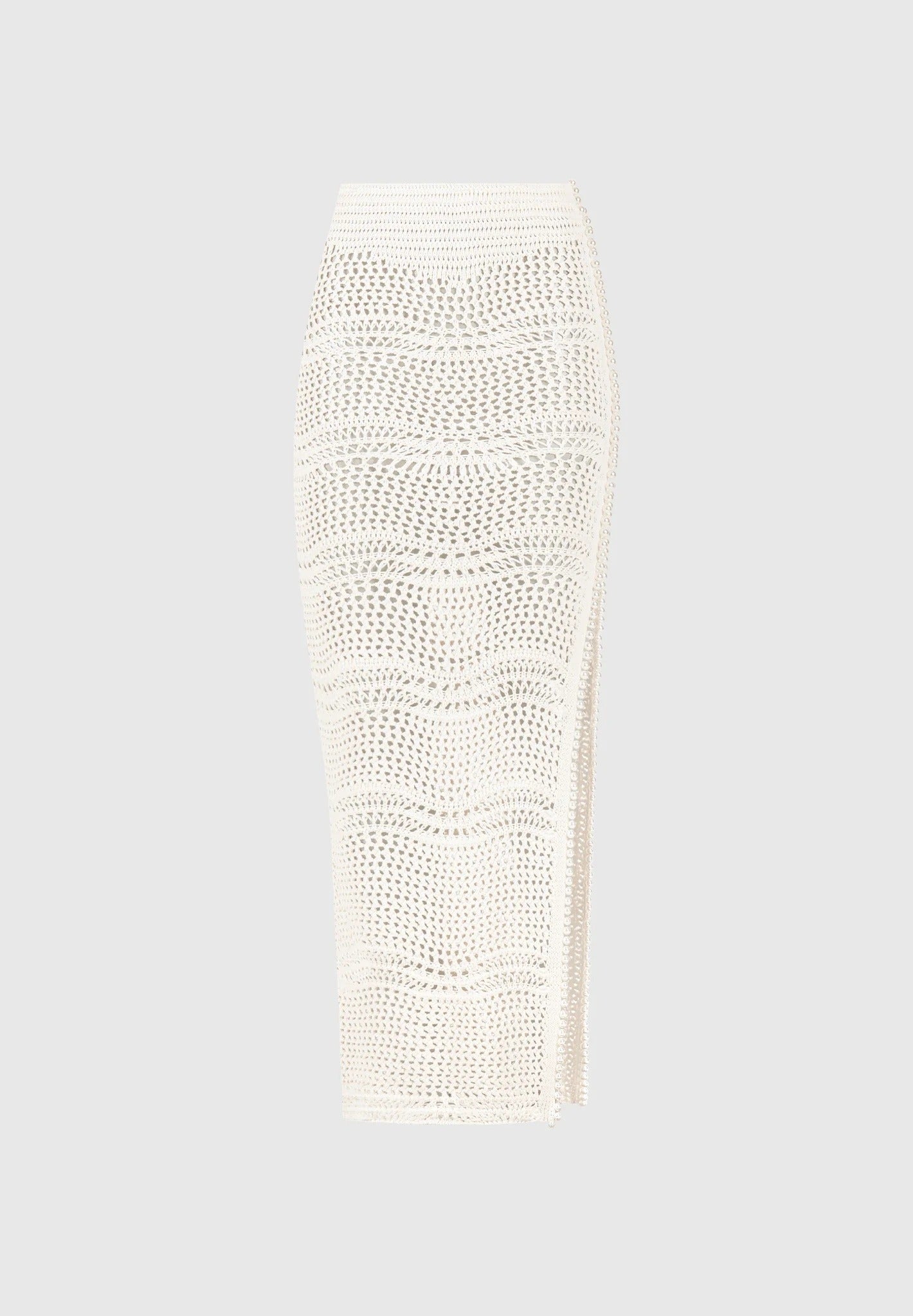 Pearl Applique Crochet Maxi Skirt - Cream