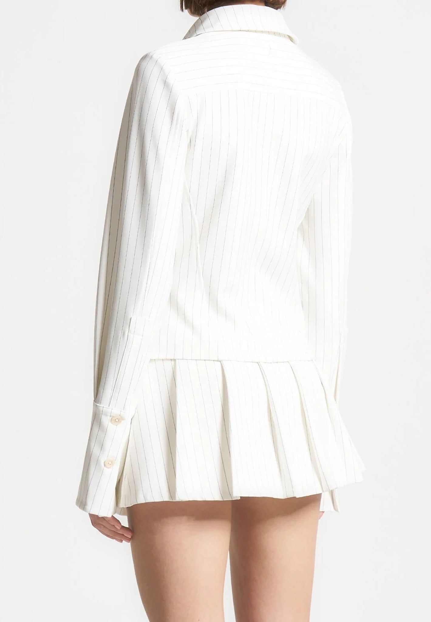 Sonia - Pinstripe Angled Shirt - White