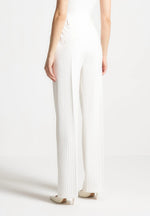 Julie - Pinstripe Twin Pleat Tailored Trousers - White