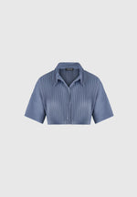 Mona - Pleated Cropped Shirt - Blue