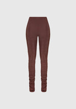 Ruched Fit and Flare Leggings - Brown