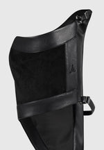 Suede & Leather Asymmetric Backless Top - Black