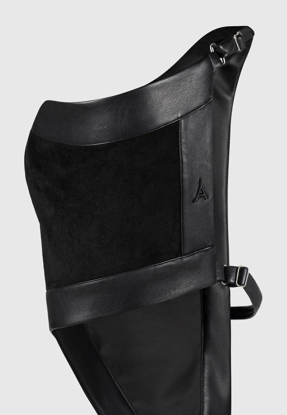 Suede & Leather Asymmetric Backless Top - Black
