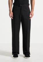 Boris - Relaxed Fit Tailored Button Cuff Trousers - Black