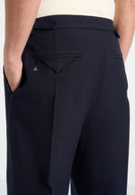 Pierre - Relaxed Fit Twin Pleat Tailored Trousers - Navy