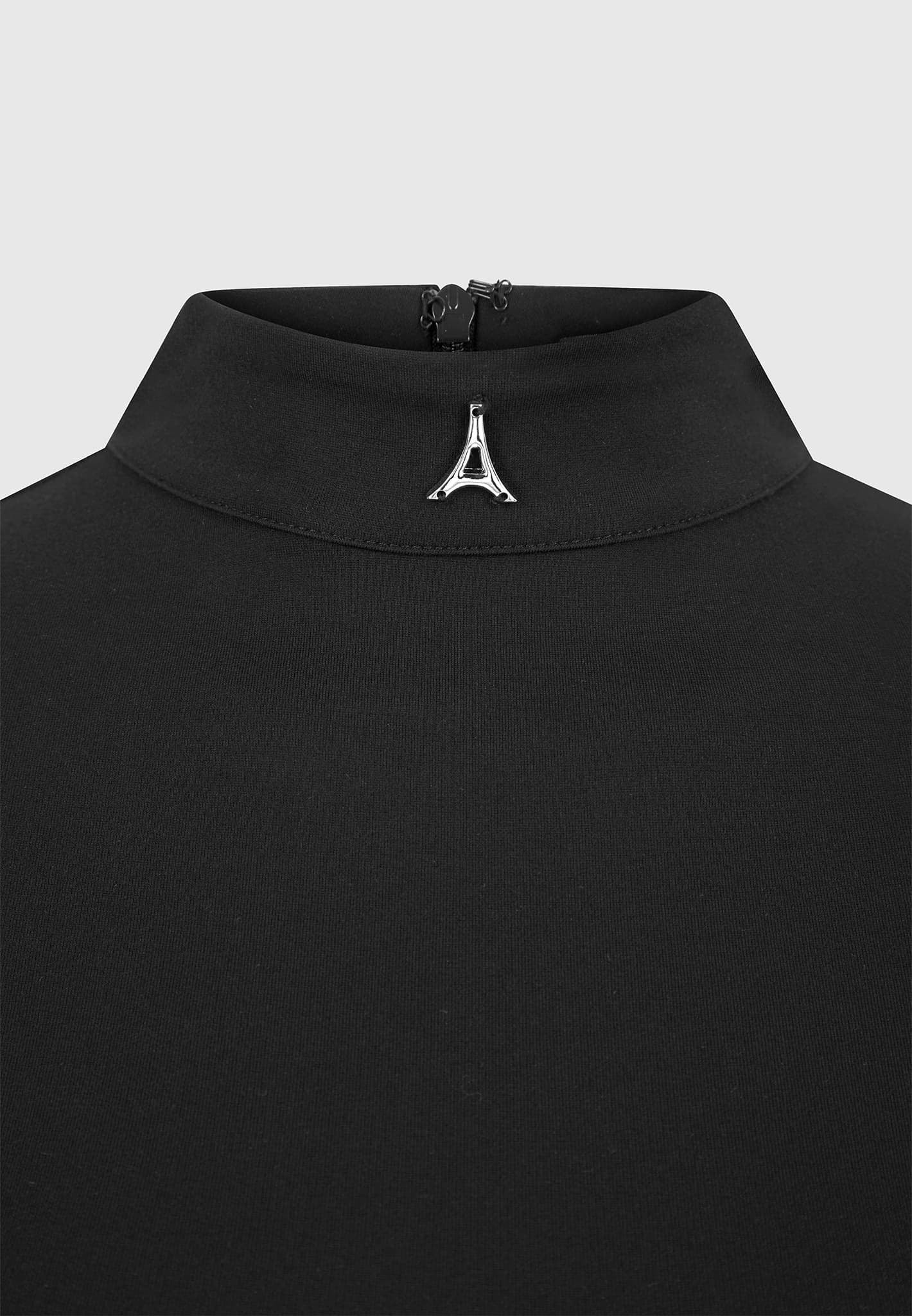High Neck Long Sleeve Bodysuit - Black