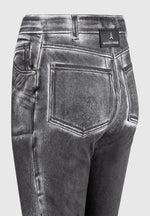 Oil Print Tacked Fit and Flare Jeans - White/Grey